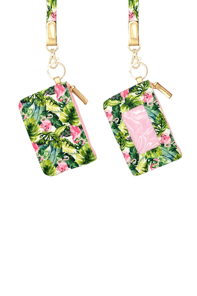 TROPICAL FLAMINGO ID WALLET & DETACHABLE LANYARD