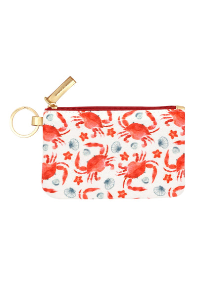 HAND DRAWN CRAB ID WALLET & DETACHABLE LANYARD