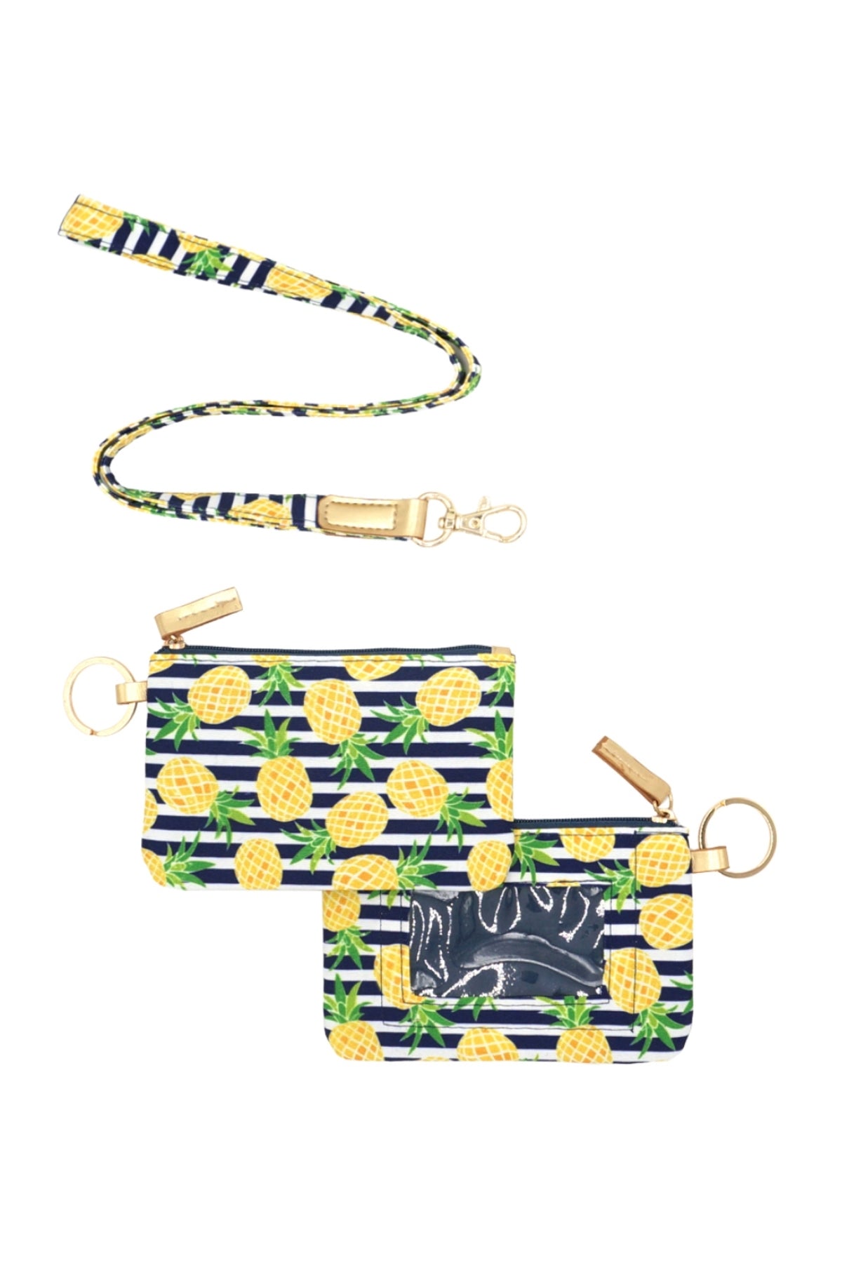 PINEAPPLE STRIPE ID WALLET & DETACHABLE LANYARD