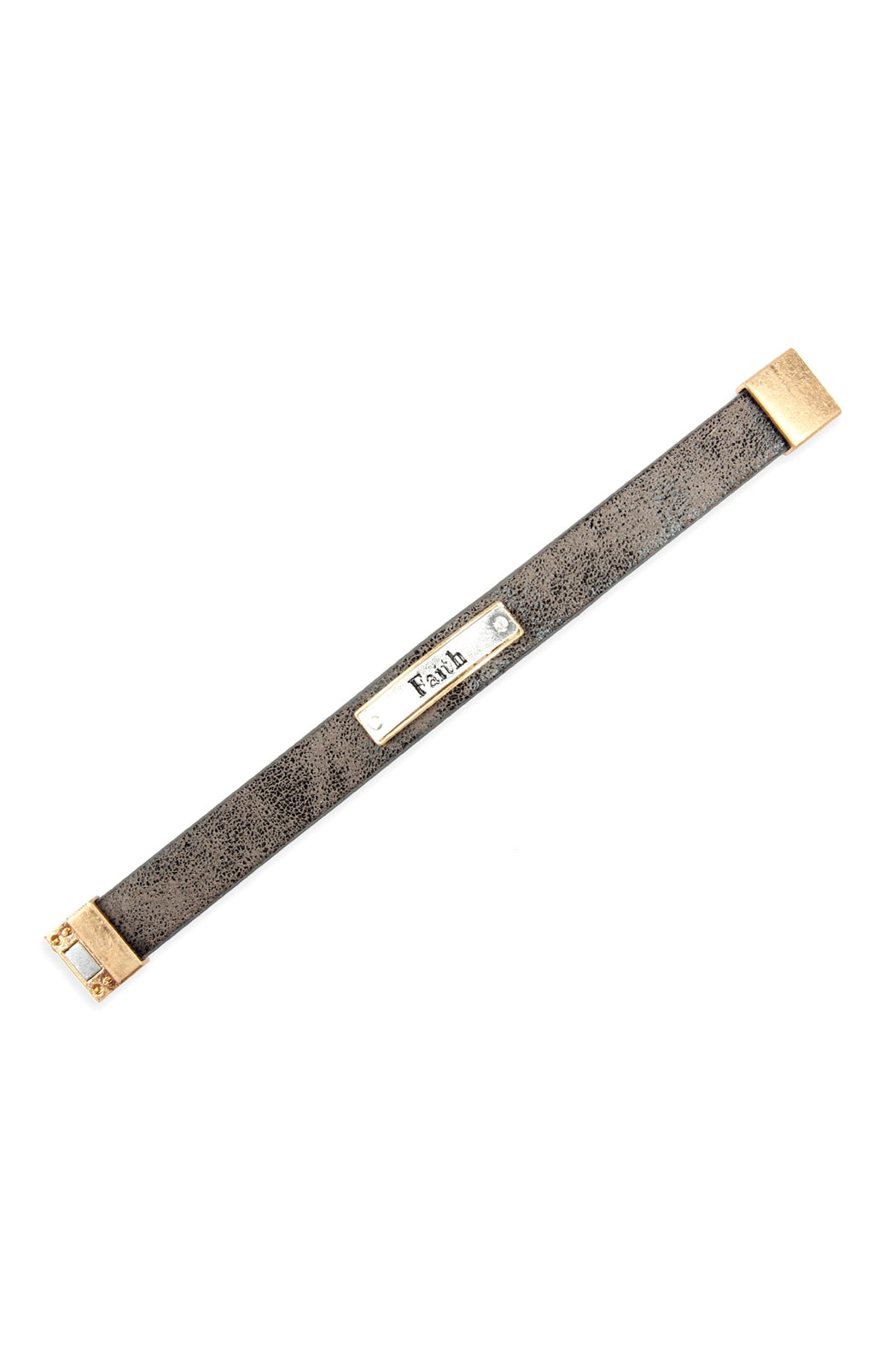 FAITH FAUX LEATHER MESSAGE BRACELET