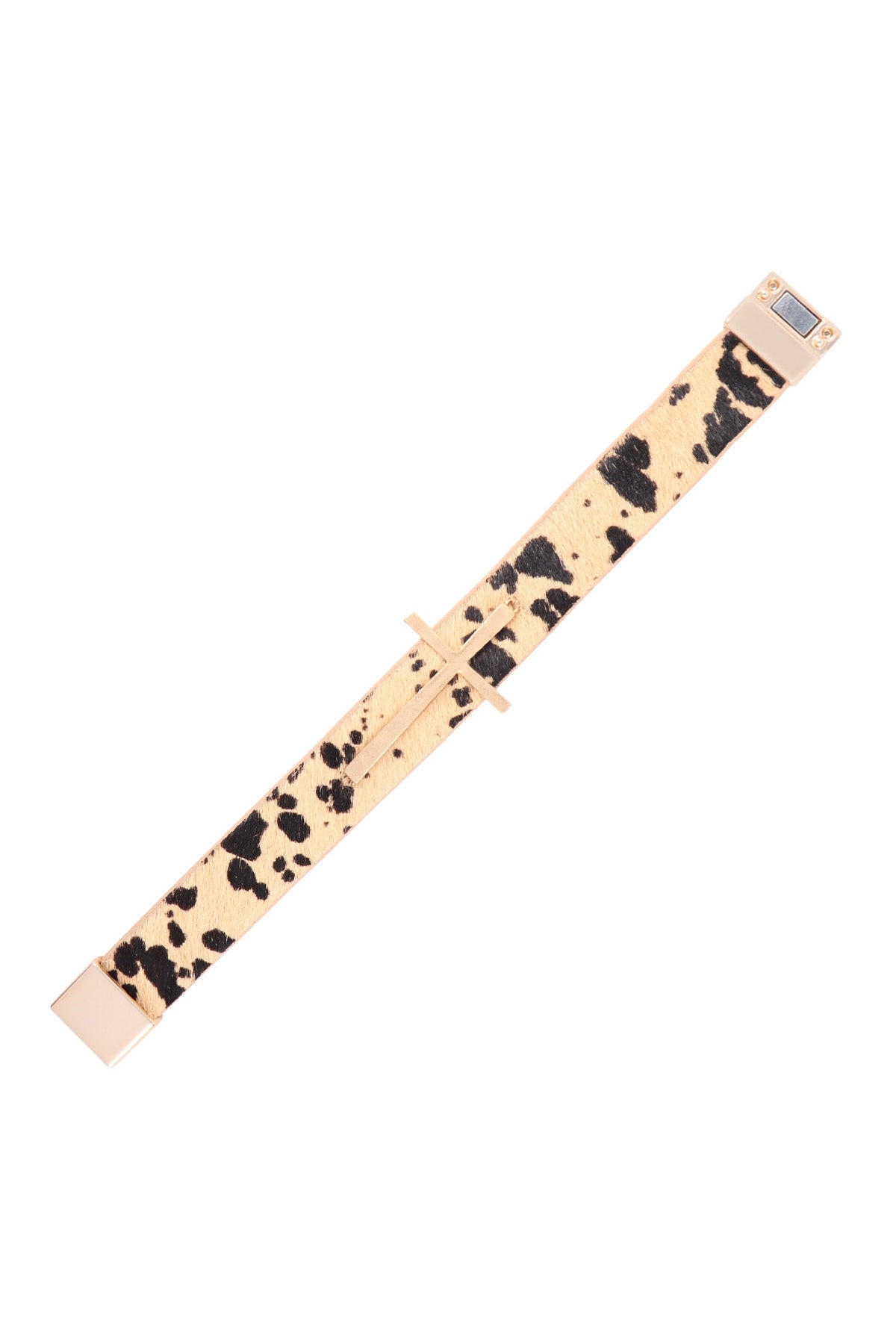 GENUINE LEATHER PRINT CROSS BRACELET