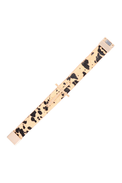 GENUINE LEATHER PRINT CROSS BRACELET