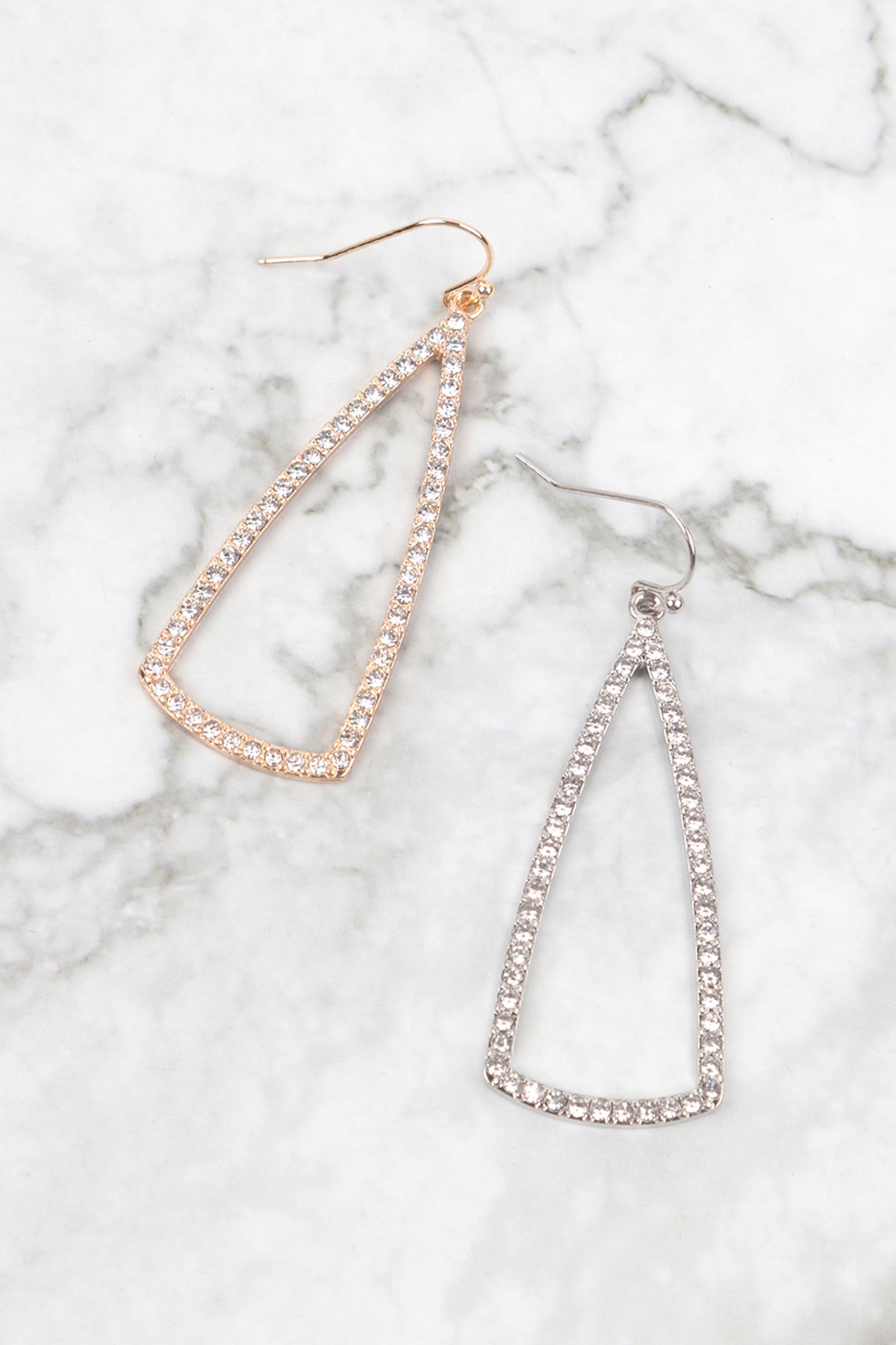 PAVE RHINESTONE TRIANGLE HOOK EARRINGS