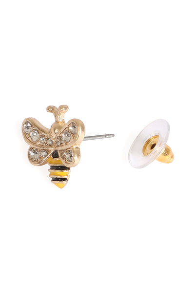 BEE SHAPE WITH RHINESTONE STUD EARRINGS