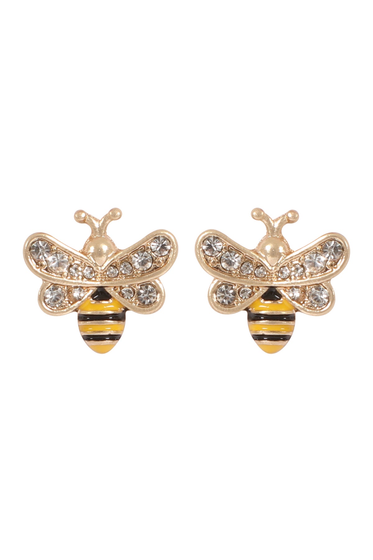 BEE SHAPE WITH RHINESTONE STUD EARRINGS