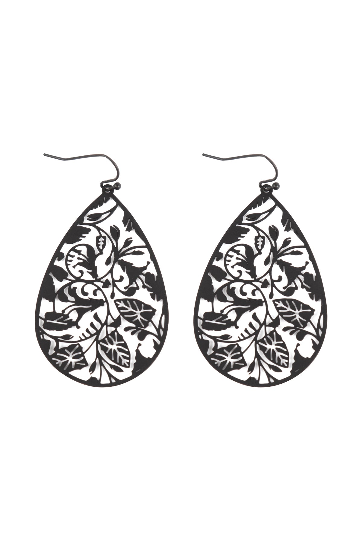 FILIGREE FLOWER PATTERN FISH HOOK EARRINGS