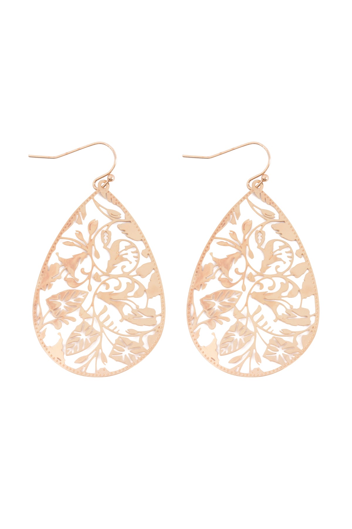 FILIGREE FLOWER PATTERN FISH HOOK EARRINGS