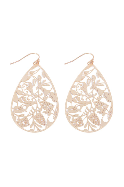 FILIGREE FLOWER PATTERN FISH HOOK EARRINGS