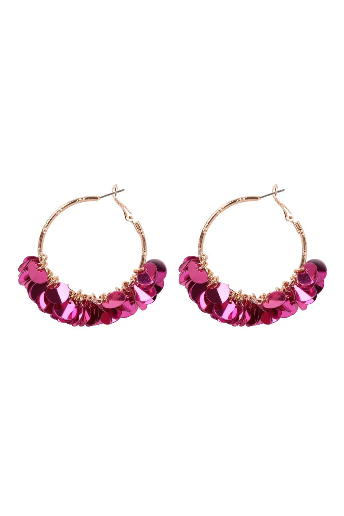 1.75" SEQUIN DANGLE HOOP EARRINGS