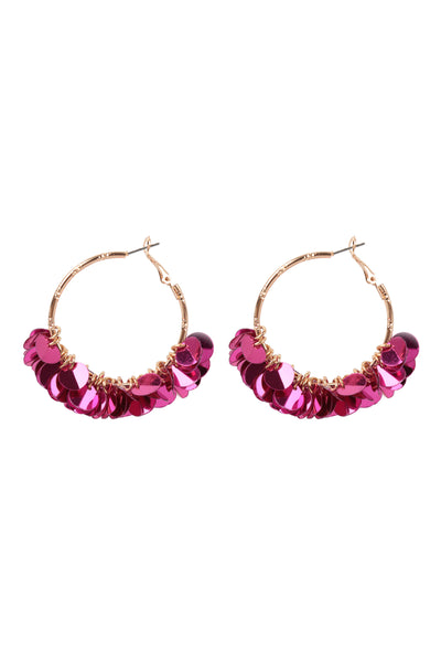 1.75" SEQUIN DANGLE HOOP EARRINGS