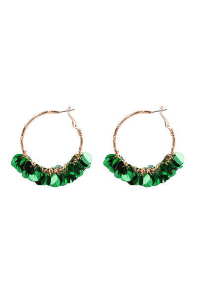 1.75" SEQUIN DANGLE HOOP EARRINGS