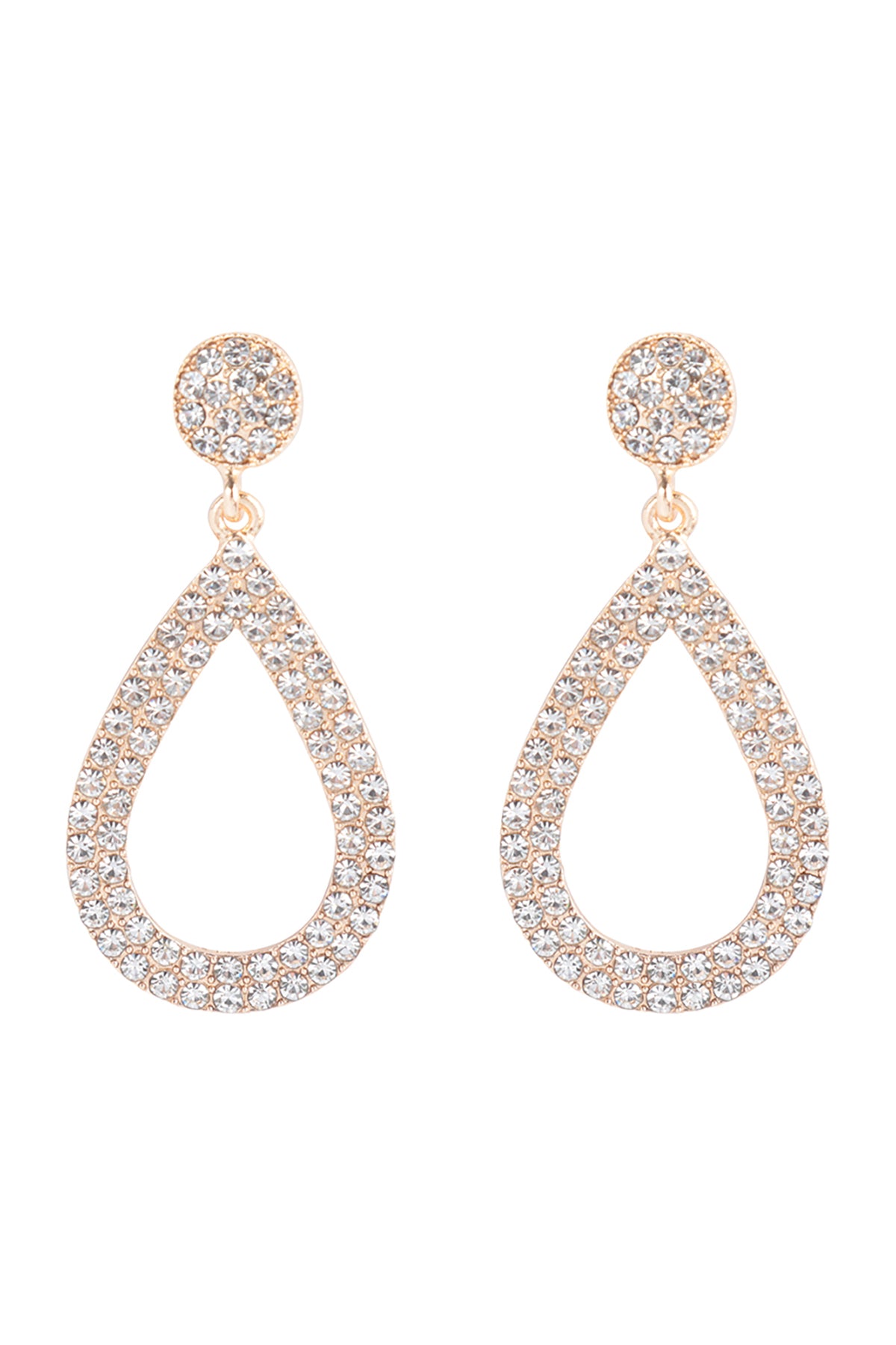 CUBIC ZIRCONIA OPEN TEARDROP PAVE DANGLING POST EARRINGS SET