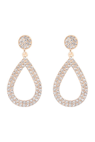 CUBIC ZIRCONIA OPEN TEARDROP PAVE DANGLING POST EARRINGS SET