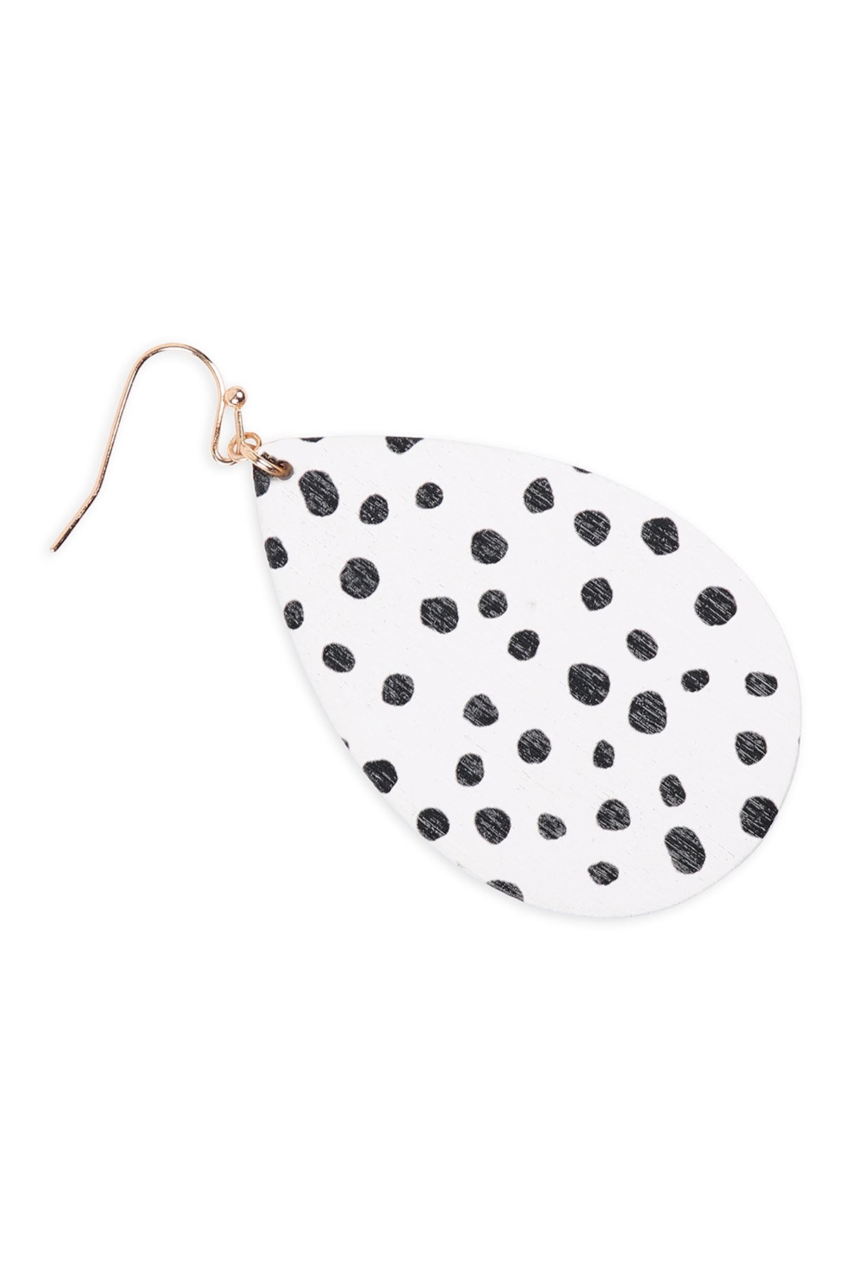 DALMATIAN WOOD TEARDROP HOOK EARRINGS