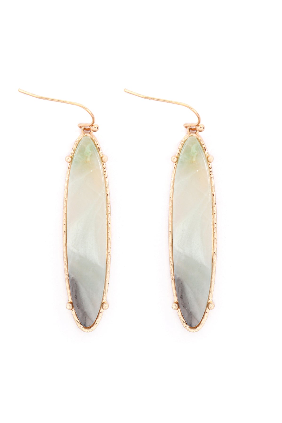 SEMI PRECIOUS OVAL DROP FISH HOOK EARRINGS