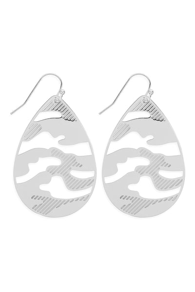 CAMOUFLAGE FILIGREE TEARDROP EARRINGS