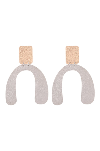 SAND TEXTURED " U" UPSIDE DOWN POST EARRINGS
