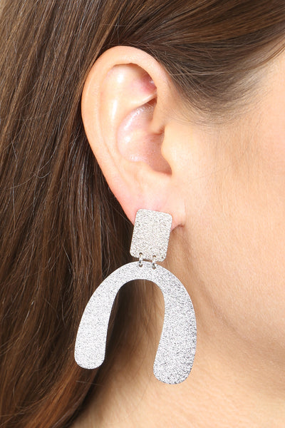 SAND TEXTURED " U" UPSIDE DOWN POST EARRINGS