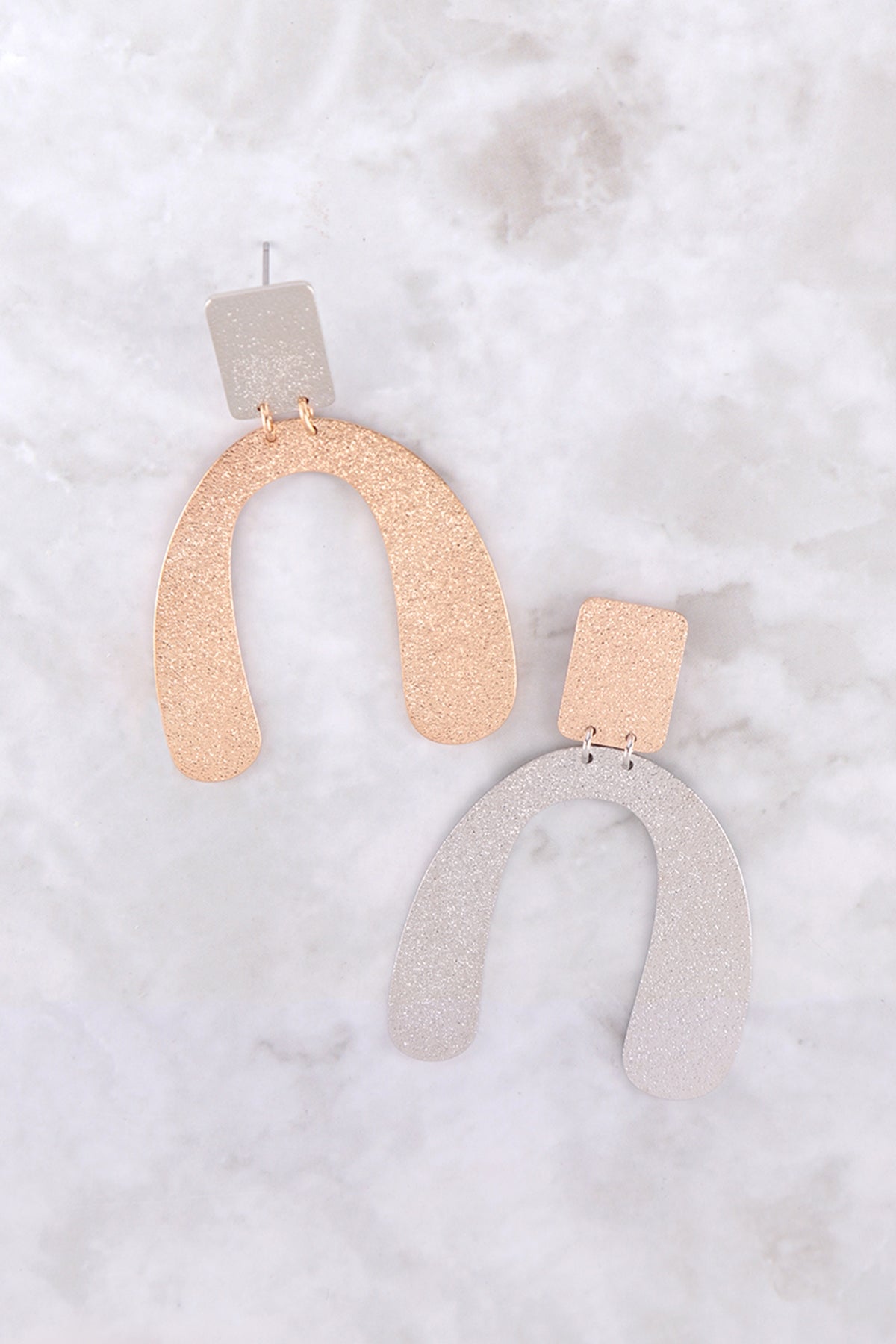 SAND TEXTURED " U" UPSIDE DOWN POST EARRINGS