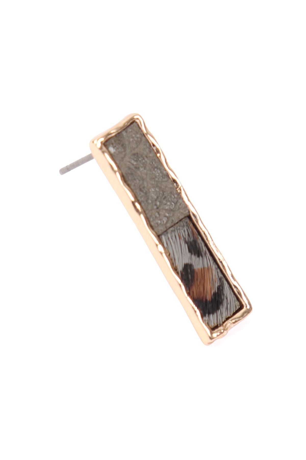 BAR TWO TONE ANIMAL PRINT POST EARRINGS