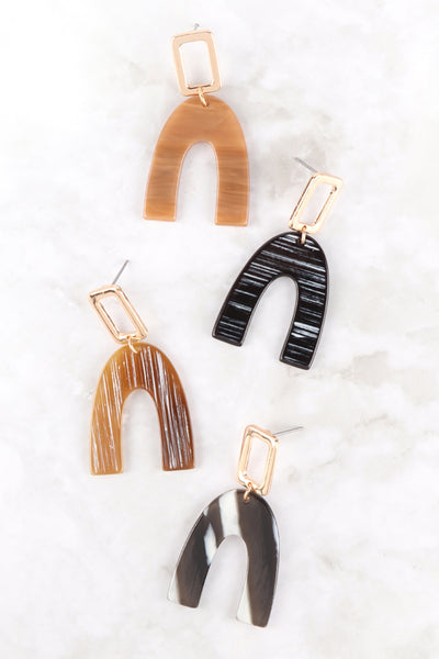 U UPSIDE DOWN ACETATE POST DROP EARRINGS
