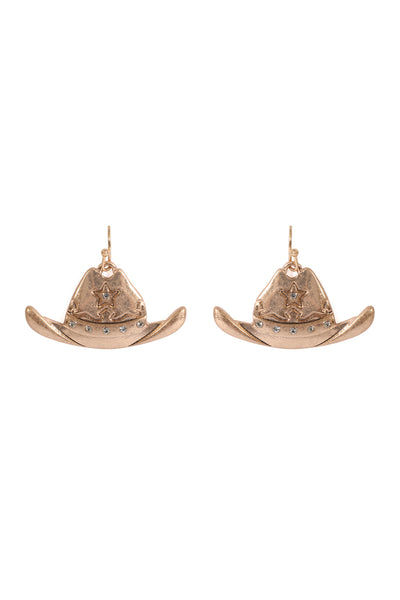 RODEO HAT WITH RHINESTONE HOOK EARRINGS