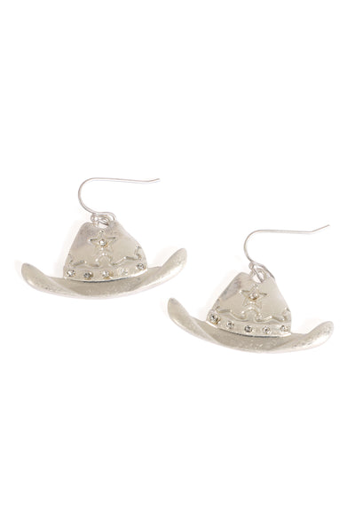 RODEO HAT WITH RHINESTONE HOOK EARRINGS