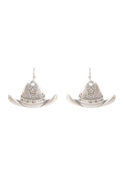 RODEO HAT WITH RHINESTONE HOOK EARRINGS