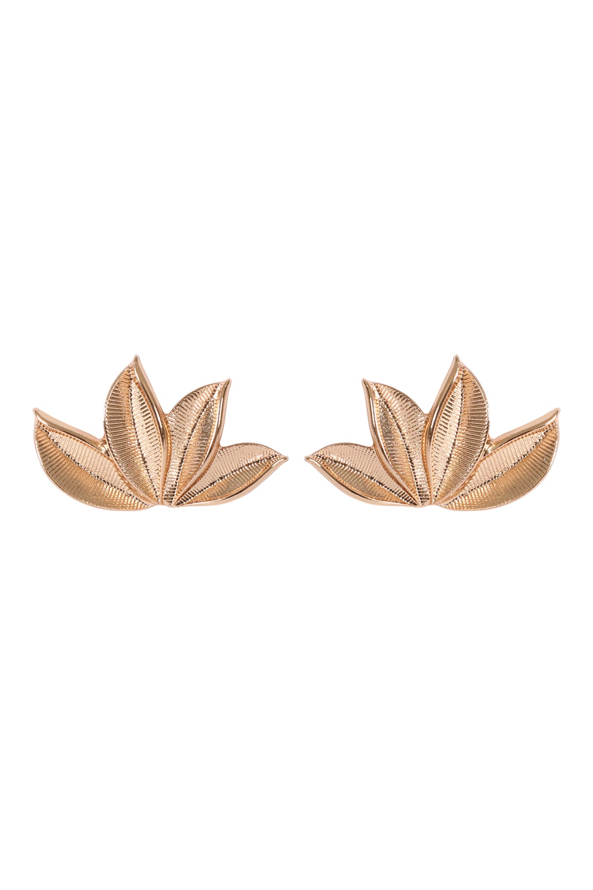 FOUR LEAVES FAN SHAPE METAL STUD EARRINGS