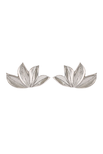 FOUR LEAVES FAN SHAPE METAL STUD EARRINGS