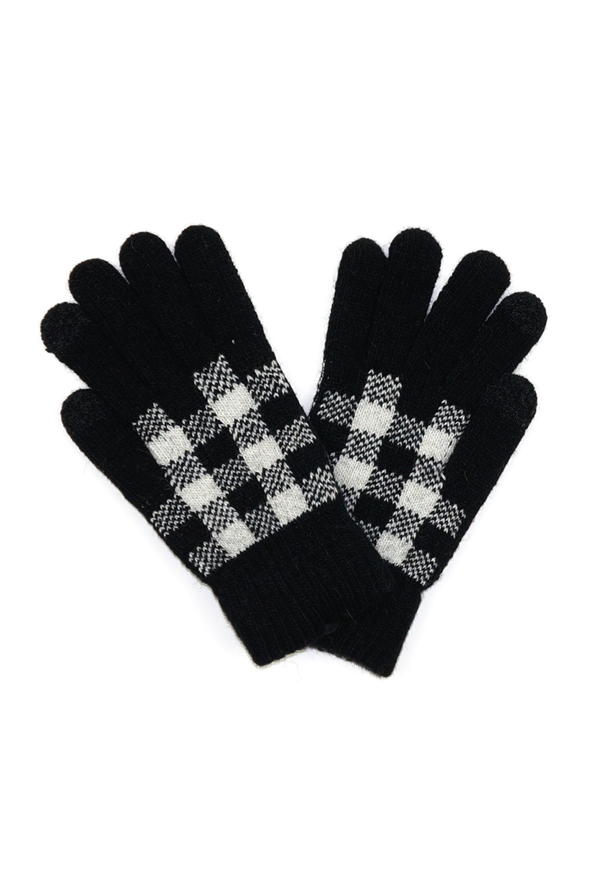 BUFFALO PLAID KNIT GLOVES SMART TOUCH