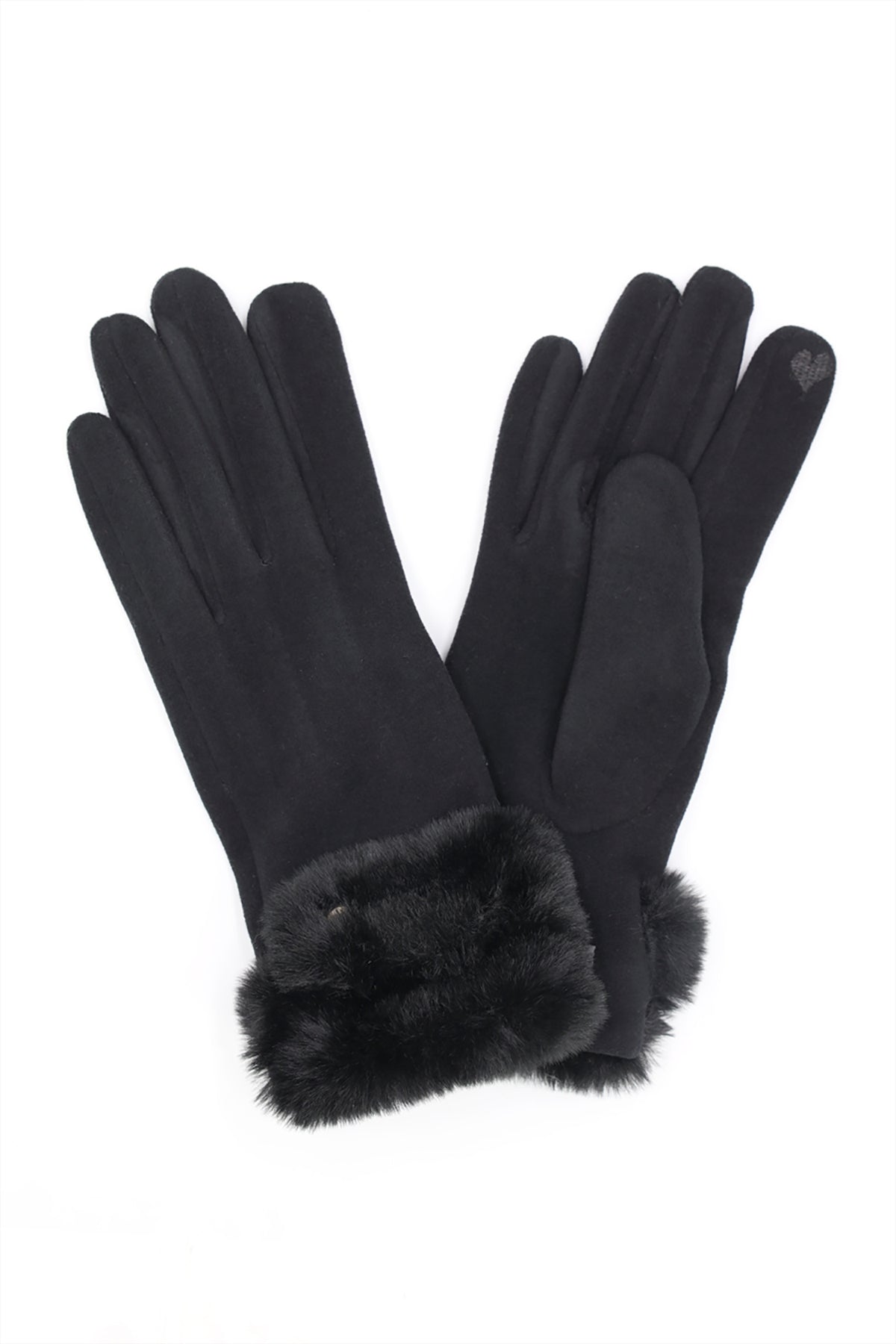 DOUBLE FAUX FUR CUFF SMART TOUCH GLOVES