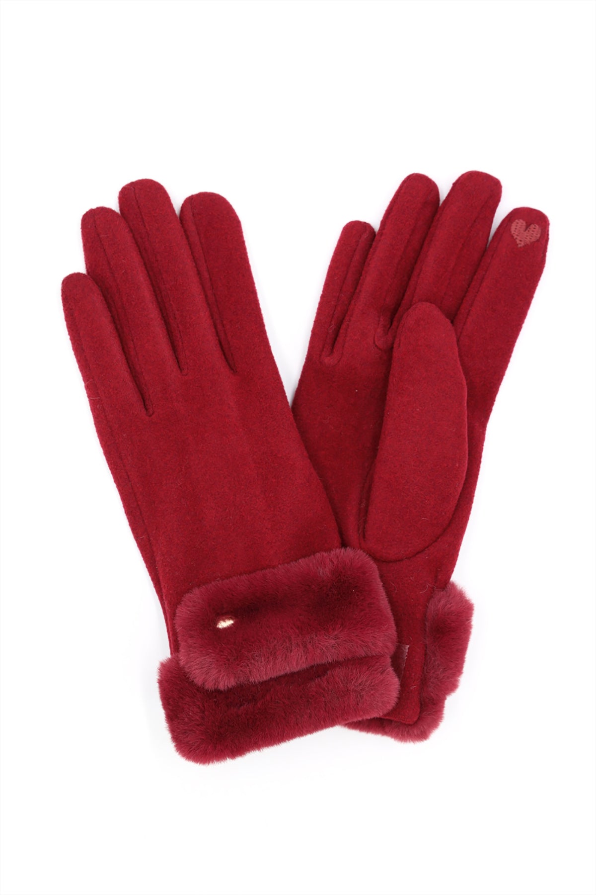 DOUBLE FAUX FUR CUFF SMART TOUCH GLOVES