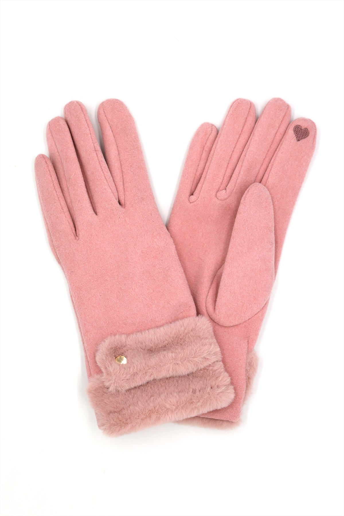 DOUBLE FAUX FUR CUFF SMART TOUCH GLOVES