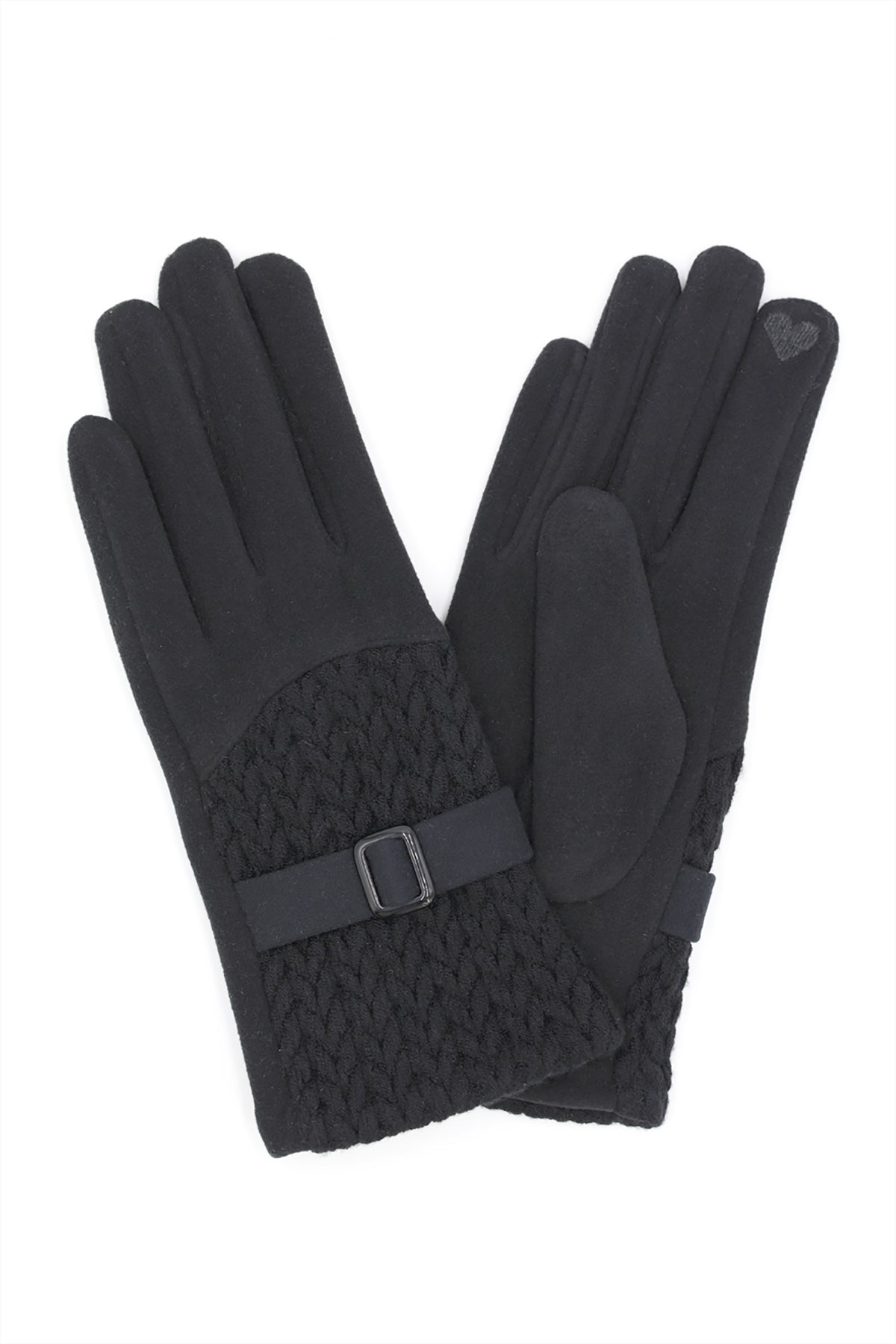 CABLE AND BAND DETAILED SMART TOUCH GLOVES