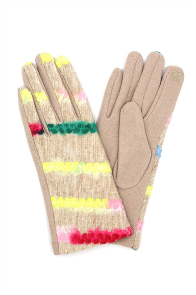 MULTI COLOR YARN PATTERN SMART TOUCH GLOVES