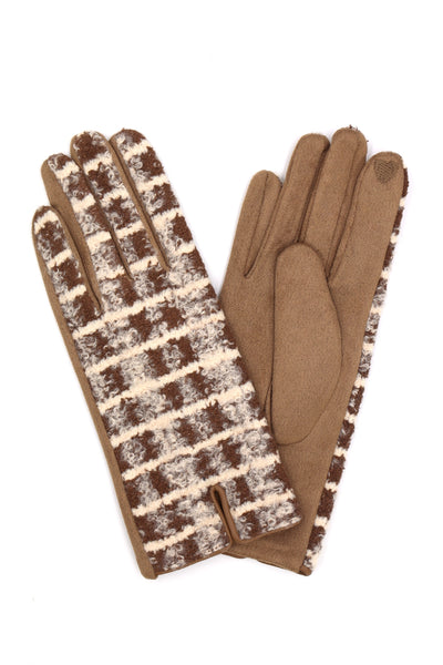 FUZZY CHECK PLAID SMART TOUCH GLOVES