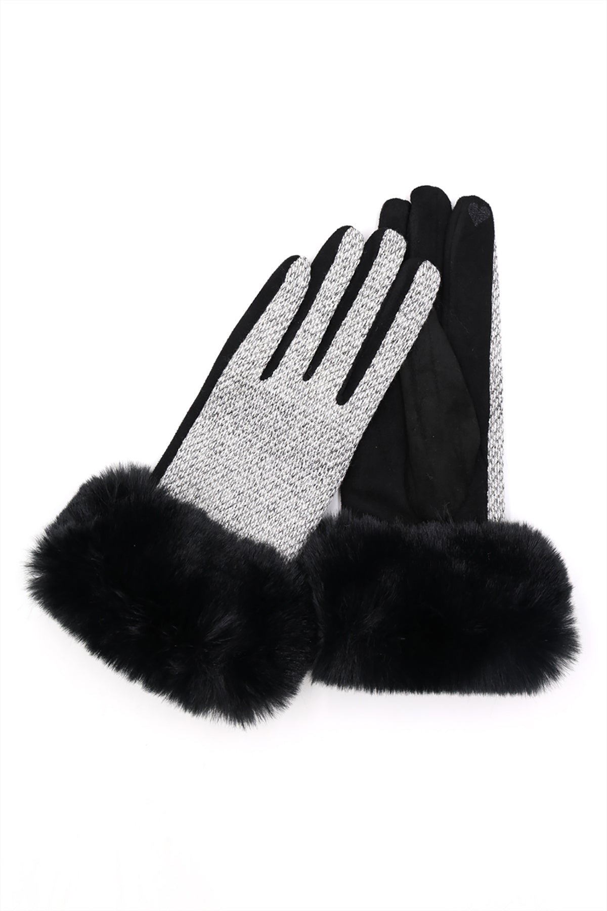 FAUX FUR CUFF MIXED COLOR SMART TOUCH GLOVES