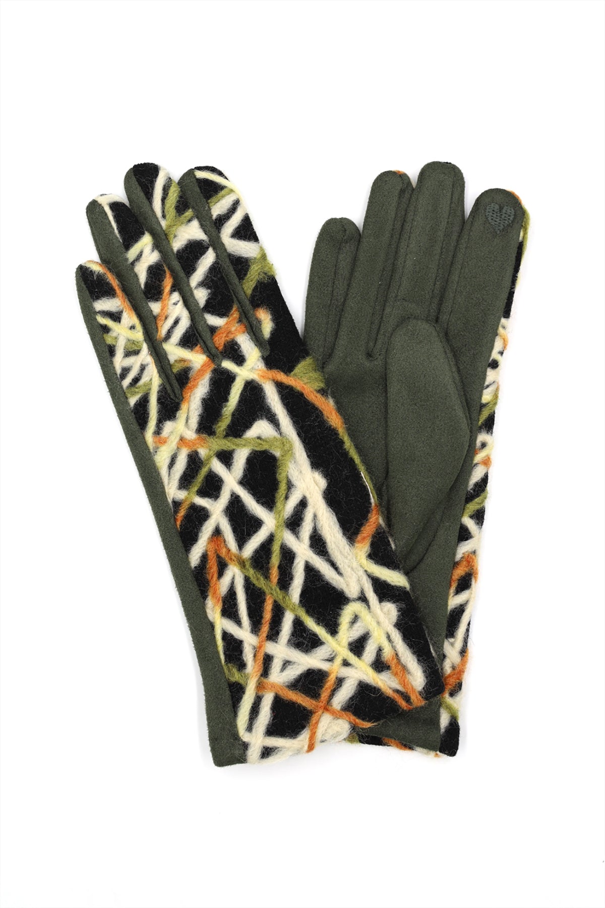 GEOMETRIC MULTI COLOR EMBROIDERED SMART TOUCH GLOVES