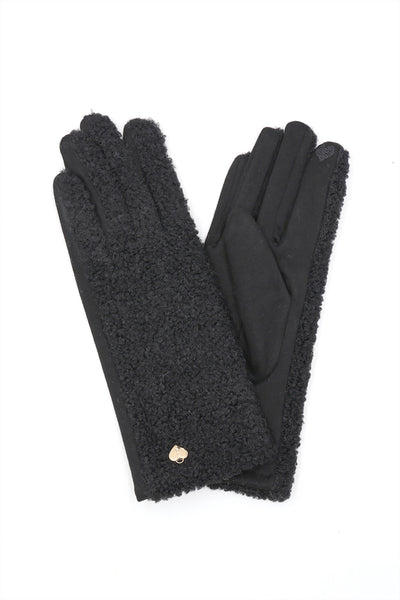 HEART DETAILED FLEECE SMART TOUCH GLOVES