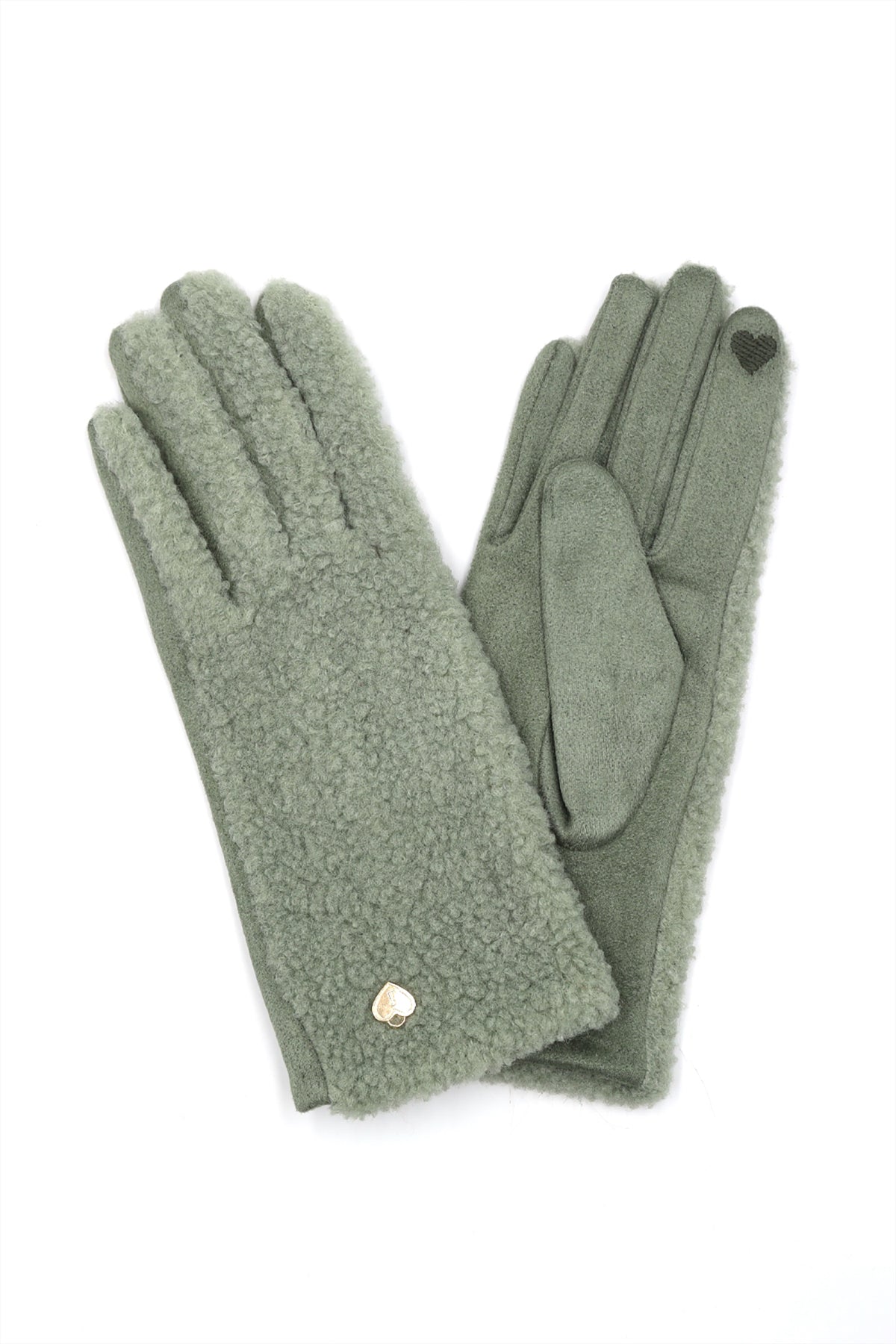 HEART DETAILED FLEECE SMART TOUCH GLOVES