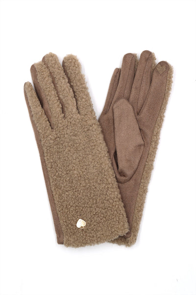 HEART DETAILED FLEECE SMART TOUCH GLOVES