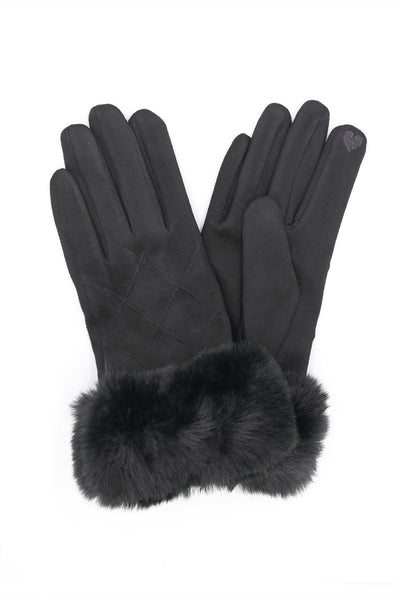 FLUFFY FAUX FUR SUEDE SMART TOUCH GLOVES