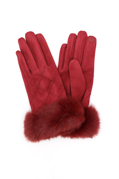 FLUFFY FAUX FUR SUEDE SMART TOUCH GLOVES