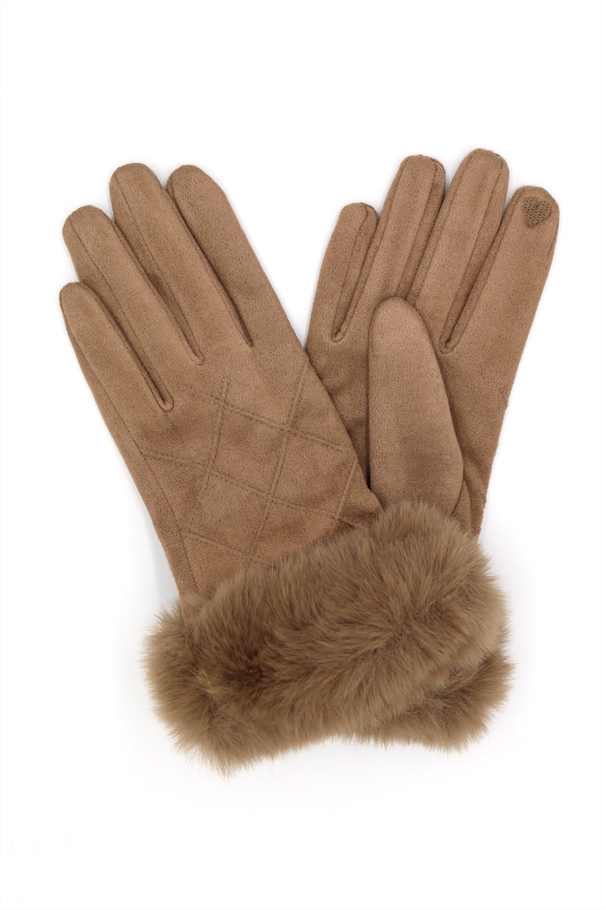 FLUFFY FAUX FUR SUEDE SMART TOUCH GLOVES