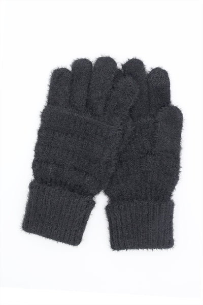 FUZZY CABLE KNIT SMART TOUCH GLOVES