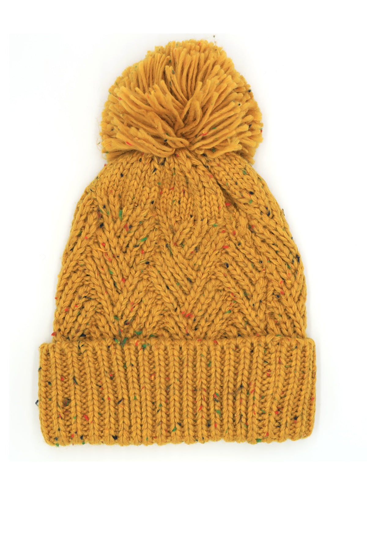 CONFETTI DIAGONAL STRIPES POMPOM KNIT BEANIE