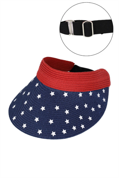 AMERICAN FLAG ROLL UP VISOR WITH ADJUSTABLE ELASTIC BAND