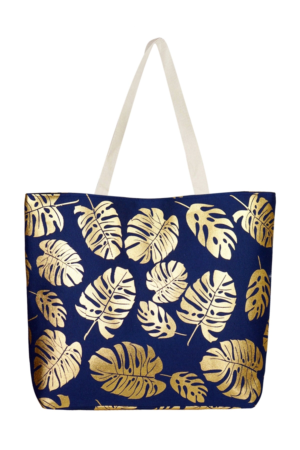 TROPICAL FOIL LEAVES BEACH TOTE BAG