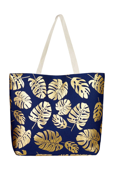 TROPICAL FOIL LEAVES BEACH TOTE BAG